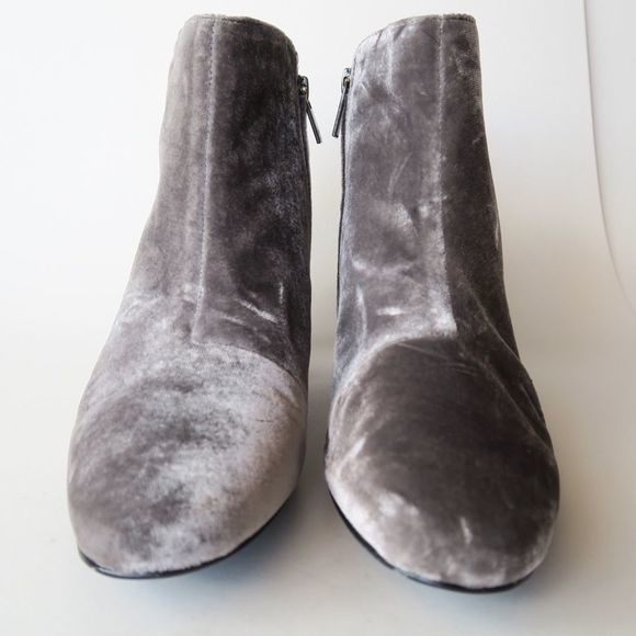 JOIE Silver Fenellie velvet Block Heel Booties - Picture 2 of 8